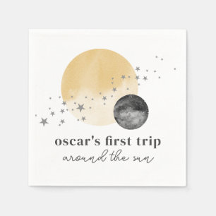 Grey First Trip Around The Sun Napkin