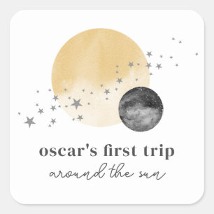 Grey First Trip Around The Sun Square Sticker