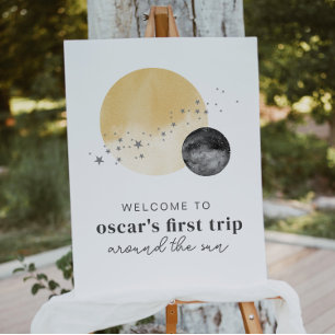 Grey First Trip Around The Sun Welcome Poster