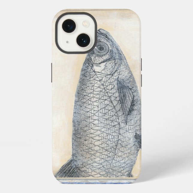 Grey Fish on Beige Background iPhone Case (Back)