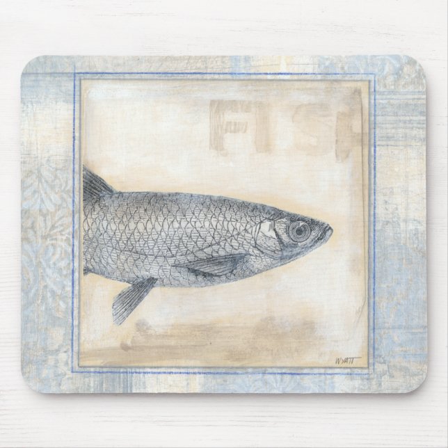 Grey Fish on Beige Background Mouse Mat (Front)
