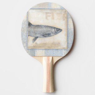 Grey Fish on Beige Background Ping Pong Paddle