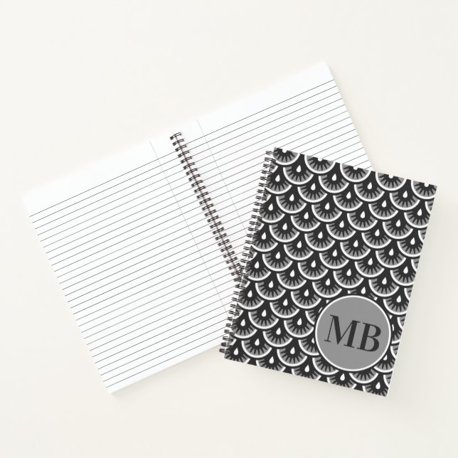 Grey Fishscale Pattern Personalised Notebook (Inside)