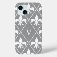 Grey Fleur de Lis w/ monogram