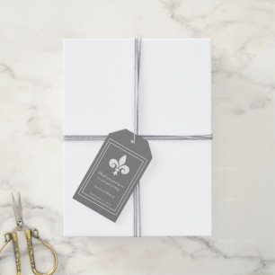 Grey Fleur de Lis Wedding Gift Tags