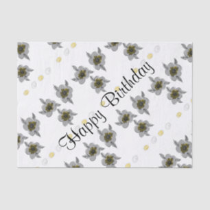 Grey Floral Birthday Tissue Tissue Paper