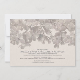 Grey Floral Bridal Shower Invitations