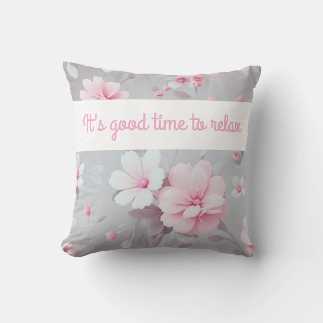 Grey Floral Cushion (Front)