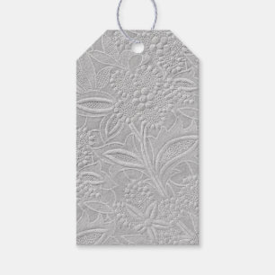 Grey Floral Embossed Look Gift Tags