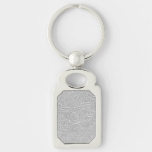 Grey Floral Embossed Look Key Ring