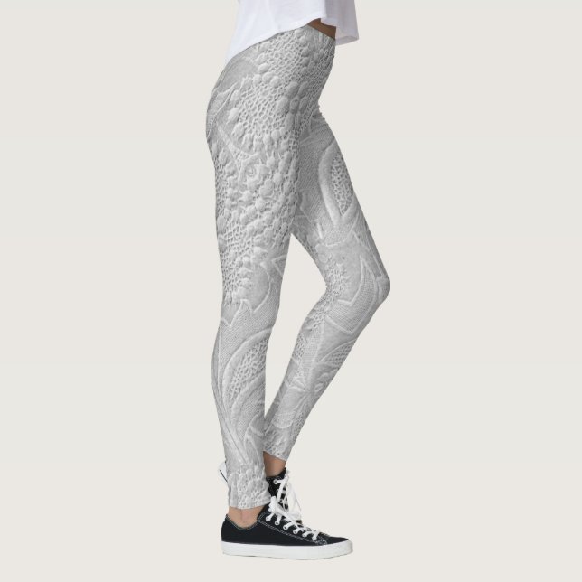 Grey Floral Embossed Look Leggings (Right)