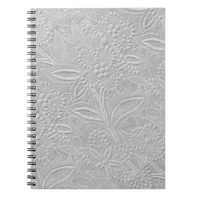Grey Floral Embossed Look Notebook (Front)