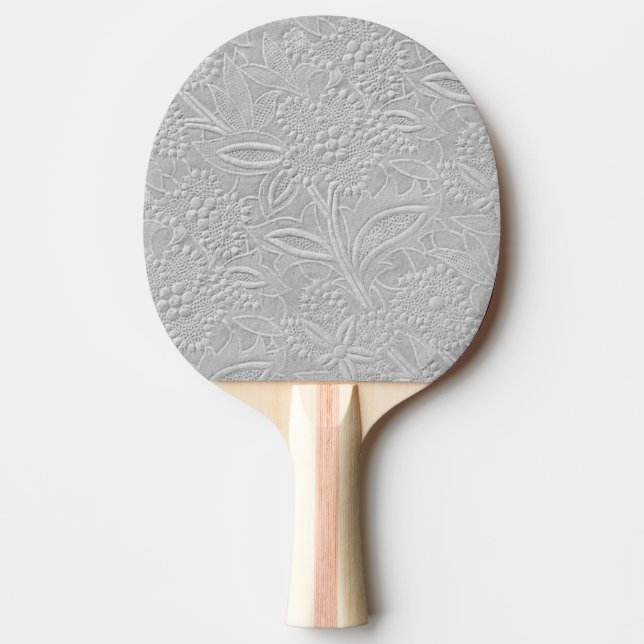 Grey Floral Embossed Look Ping Pong Paddle (Front)