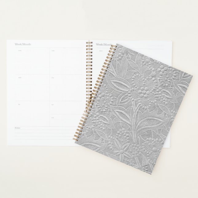 Grey Floral Embossed Look Planner (Display)