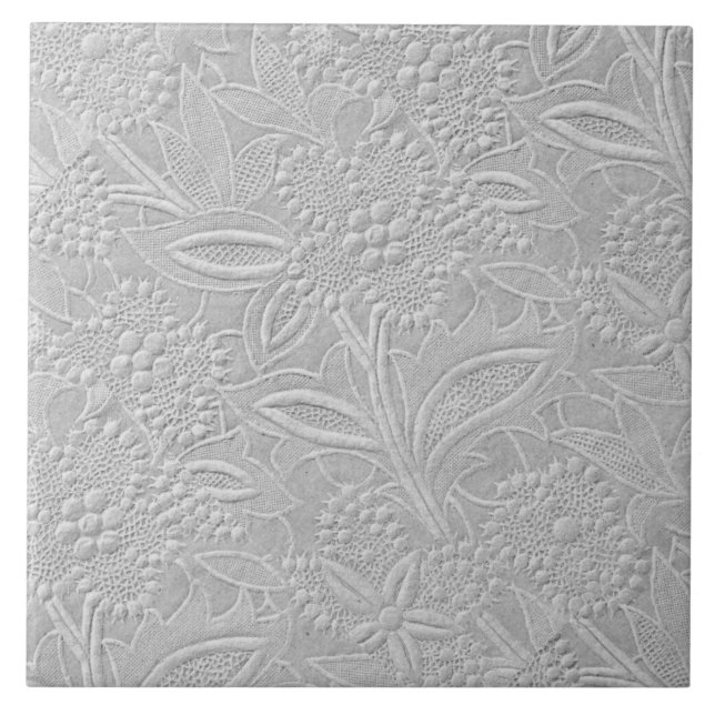 Grey Floral Embossed Look Tile (Front)