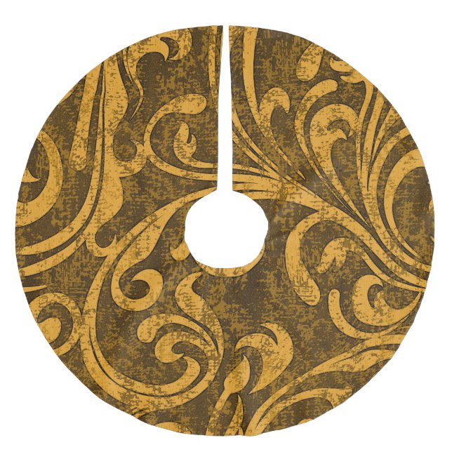 Grey floral, high-resolution seamless texture. brushed polyester tree skirt (Front)