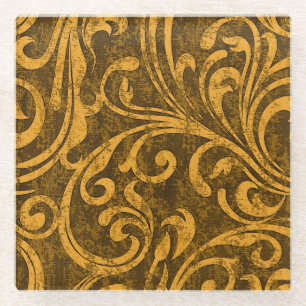 Grey floral, high-resolution seamless texture. glass coaster