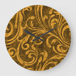 Grey floral, high-resolution seamless texture. large clock