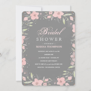 Grey Floral Invitation