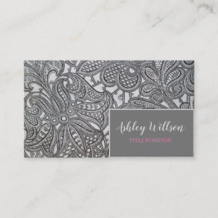 Grey Floral Lace Business Card