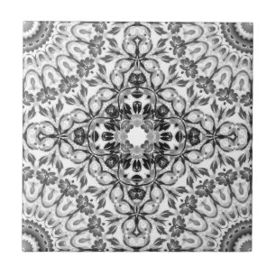 Grey Floral Mandala Tile