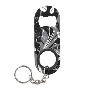 Grey Floral Pattern on Black