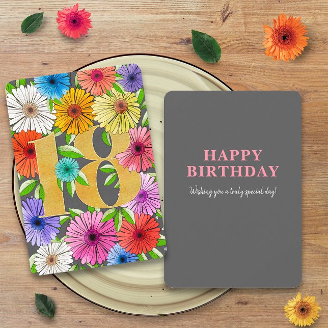 Grey Floral Personalised 18th Birthday Card (Creator Uploaded)
