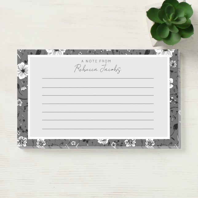 Grey Floral   Post-it Notes (Office)