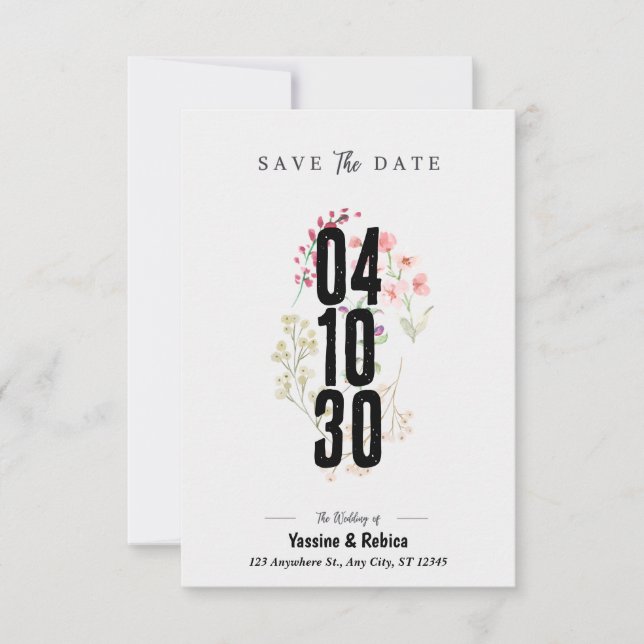Grey Floral Save The Date A4 Document (Front)