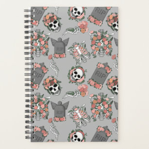 Grey Floral Skeleton Planner