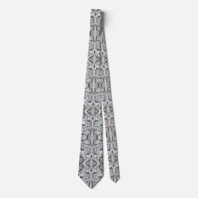 Grey Floral Tie (Front)