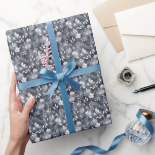 Grey Floral Watercolor Wrapping Paper