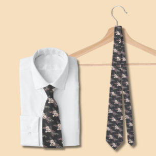 Grey Floral Wedding Neck Tie