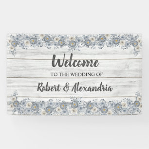 Grey Floral   Welcome Wedding Banner