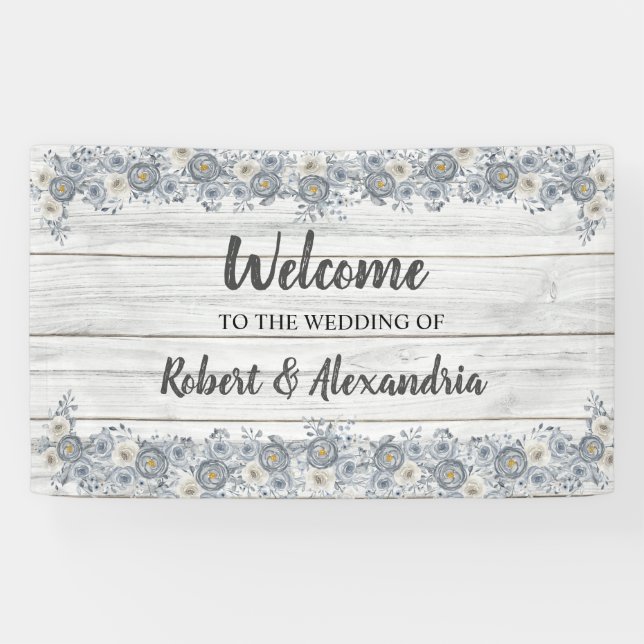 Grey Floral | Welcome Wedding Banner (Horizontal)