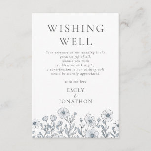 Grey Florals Wishing Well Wedding Enclosure Card