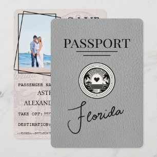 Grey Florida Passport Save The Date
