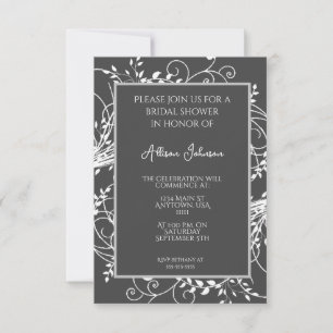 Grey Flourish Bridal Shower Invitation