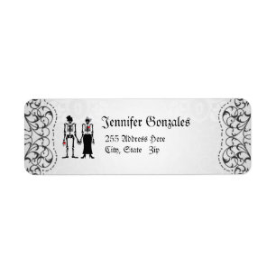 Grey Flourish Skeleton Couple Address Labels