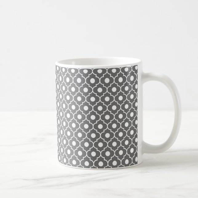 Grey Flower Argyle Pattern Coffee Mug (Right)