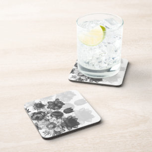 Grey Flower Bouquet Cork Coasters