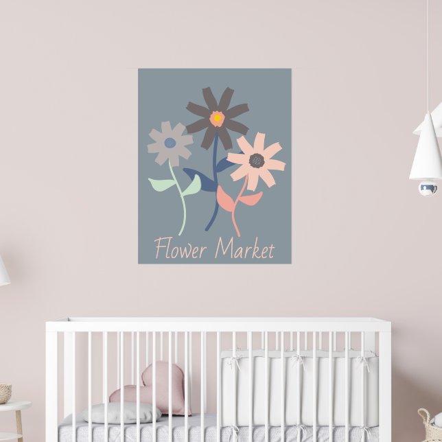 Grey Flower Market Poster (Nursery 2)