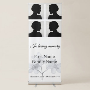 Grey flower memorial collage retractable banner