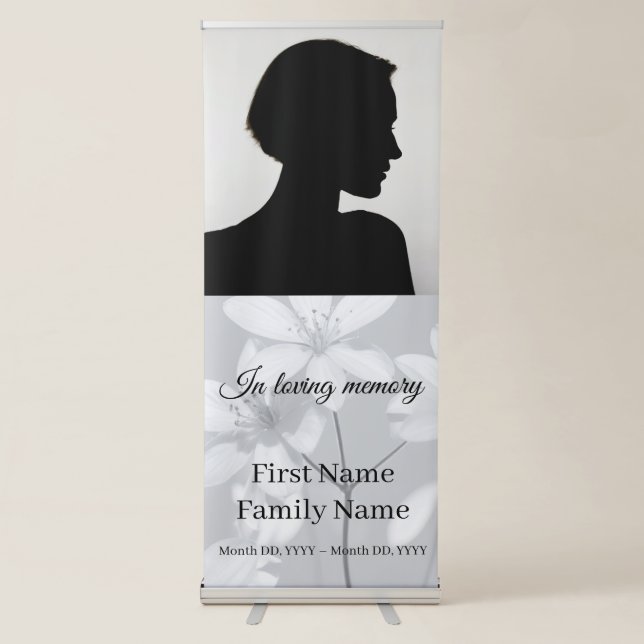 Grey flower memorial  retractable banner (Front)