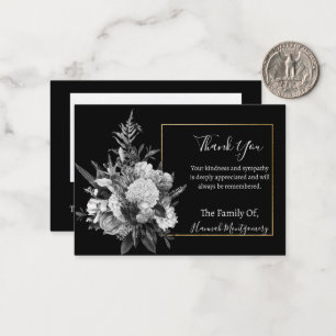 Grey Flower Photo Sympathy Thank You Card