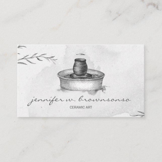 Grey Flower Pottery Ceramic Artist Tool sculpture Business Card (Front)