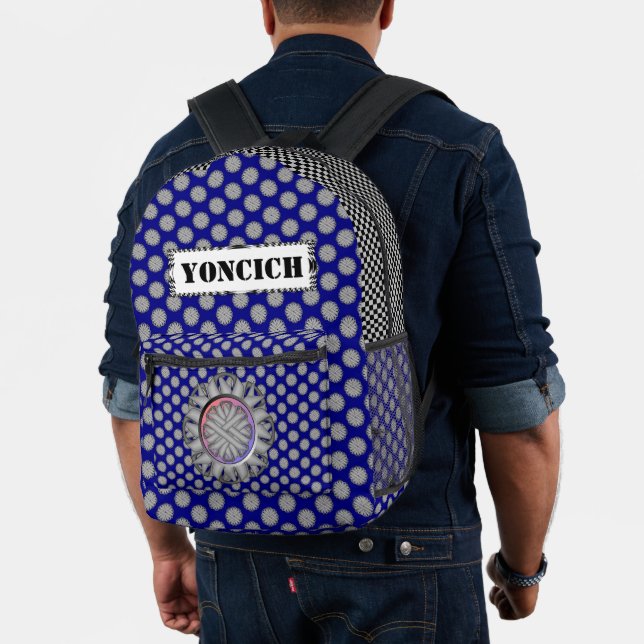 Grey Flower Ribbon by Kenneth Yoncich Printed Backpack (Insitu (Model))