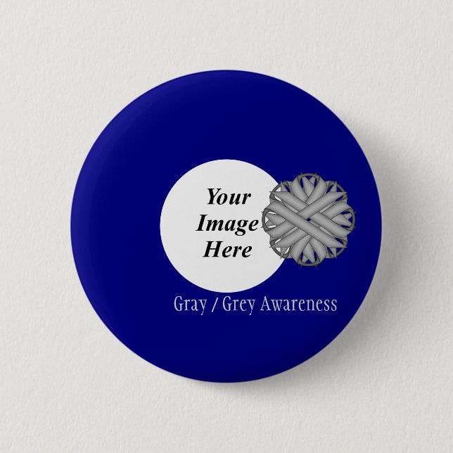Grey Flower Ribbon Template by Kenneth Yoncich 6 Cm Round Badge (Front)