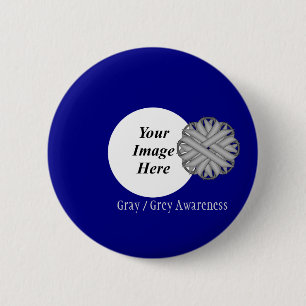 Grey Flower Ribbon Template by Kenneth Yoncich 6 Cm Round Badge