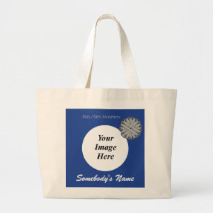 Grey Flower Ribbon Template by Kenneth Yoncich Large Tote Bag